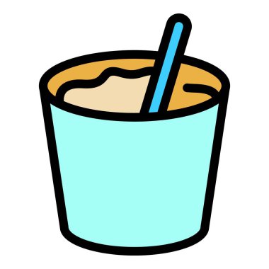 Soya sütlü cam ikon ana hat vektörü. Soya yemeği. Miso yağı rengi düz