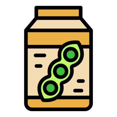 Soya sütü ikonu ana hatları vektörü. Soya yemeği. Yağ bitkisi ten rengi düz