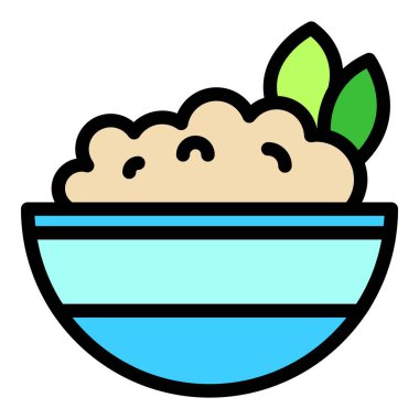 Soya yemek kasesi ikonu ana hatları vektörü. Et unu mu? Soya sosu rengi düz.