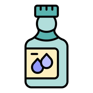 Virgin yağ şişesi ikonu ana hat vektörü. Zeytin yemeği. Ekstra sebze rengi düz