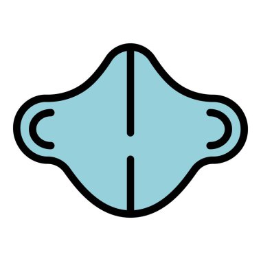 Yüz maskesi simgesi ana hat vektörü. PCR 'ı test et. Tıbbi malzeme rengi düz