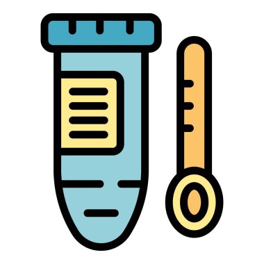 Test tübü ikon dış hat vektöründen örnek al. PCR sağlık. Seyahat sonucu rengi düz