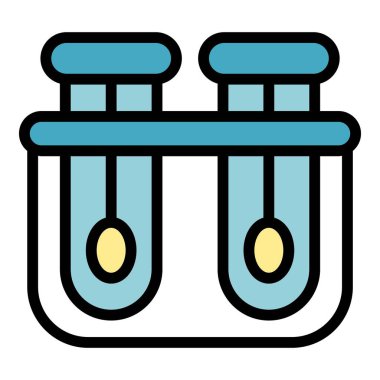 Burun testi tüpü dış hat vektörü. PCR sağlık. Laboratuar sonucu rengi düz