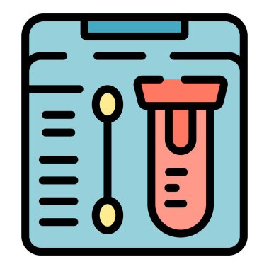 Test laboratuarı sonuç simgesi ana hatları vektörü. Kapsamlı örnek. Pcr test rengi düz