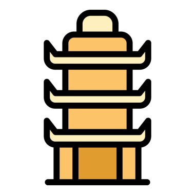 Saray pagoda simgesi ana hat vektörü. Çin binası. Tapınak rengi düz