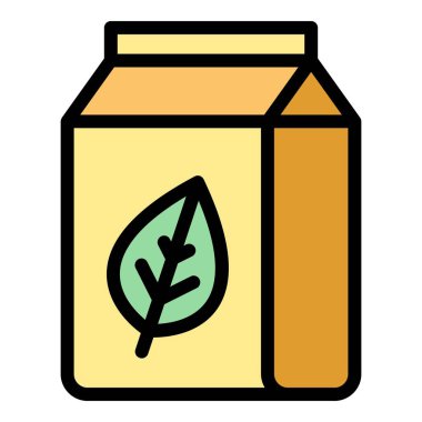 Eko paket simgesi ana hatları vektörü. Temiz enerji. Tahta biyo renk düz