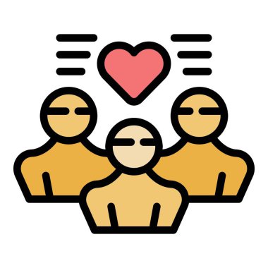 Sosyal takım simgesi ana hat vektörü. El gönüllüsü. Sadaka rengi düz olsun.