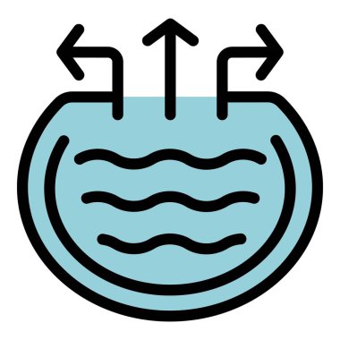 Akvaryum ikon ana hatları vektörünün dışında. Konfor bölgesi. Kaçış başlangıç rengi düz