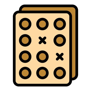 Sınav kabarcık ikonu ana hatları vektörü. Test iste. Kelime eğitimi rengi düz