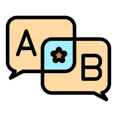 Sınav sohbet simgesi ana hatları vektörü. Sınav yarışması. Web düğmesi rengi düz