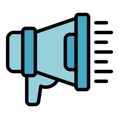 Taktik megafon ikonu ana hat vektörü. Pahalı bir fikir. Servis rengini düzleştir