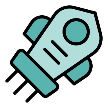 Roket başlatma simgesi ana hatları vektörü. Kariyer cesareti. Kişisel engel rengi düz