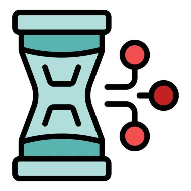 Kum saati simgesi ana hatları vektörü. Cesaret. Hedef meydan okuma rengi düz