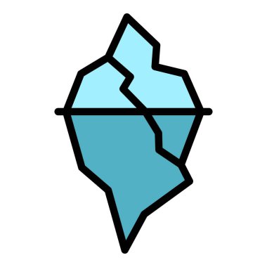 Okyanus buzulu ikonu ana hat vektörü. Buzdağı suyu. Deniz dağı rengi düz