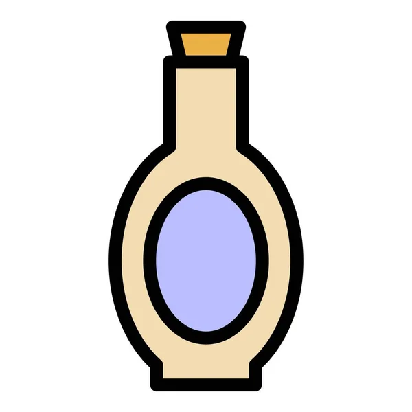 Aceite Soja Icono Botella Contorno Vector Comida Soja Color Salsa — Vector de stock