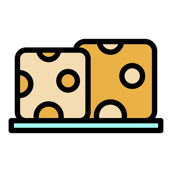 Σόγια Εικονίδιο Περίγραμμα Τυρί Διάνυσμα Σόγια Σόγια Tofy Χρώμα Επίπεδη — Διανυσματικό Αρχείο