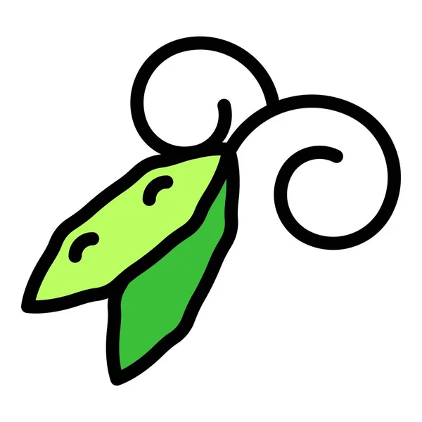 Soja Gemüse Symbol Umrissvektor Nahrungsmittel Soja Sojabohnenpflanzenfarbe Flach — Stockvektor