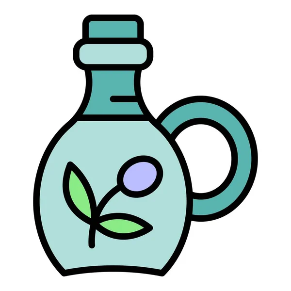 Ελαιόλαδο Κανάτα Εικονίδιο Περίγραμμα Διάνυσμα Μπουκάλι Παρθένος Επιπλέον Χρώμα Επίπεδη — Διανυσματικό Αρχείο