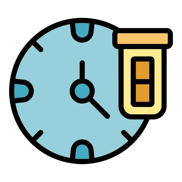 Time Pcr Test Icon Outline Vektor Corona Gesundheit Tupfer Laborfarbe — Stockvektor