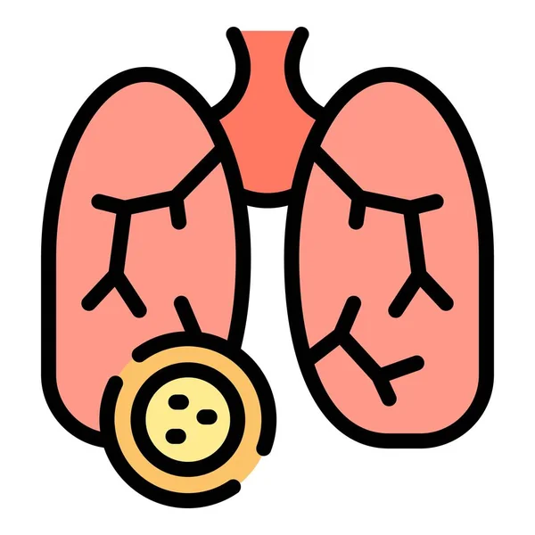 Lungs病毒图标勾勒出载体 测试Pcr 电晕健康色扁平 — 图库矢量图片
