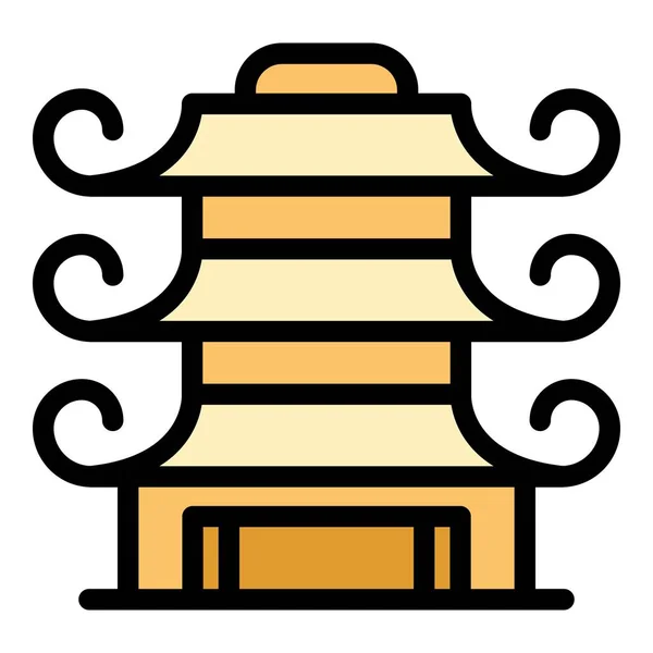 Kinesisk Pagoda Ikon Kontur Vektor Kina Byggnaden Asien Hus Färg — Stock vektor