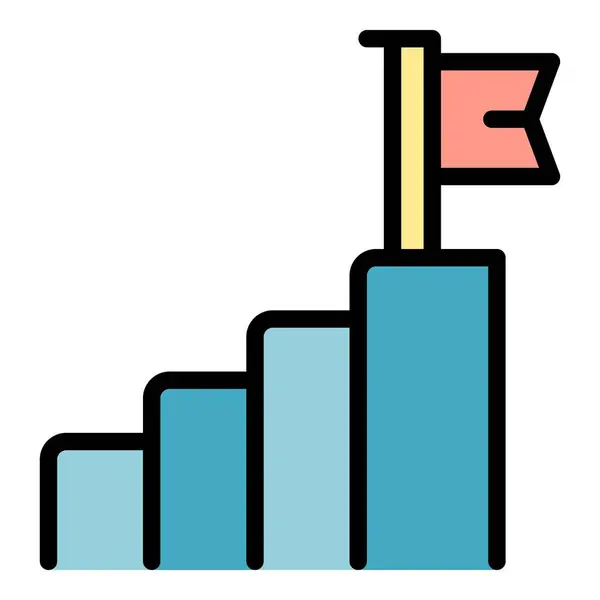 Business Stairs Icon Outline Vector Team Advantage Cost Idea Color — Stock Vector