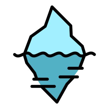 Dalga buzulu ikonu ana hat vektörü. Dalga riski. Okyanus buzdağı rengi düz