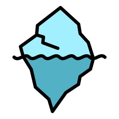 Antarktika buz dağı ikonu ana hatları vektörü. Deniz suyu. Buzul buz rengi düz