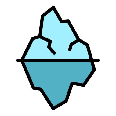 Buz dağı ikonu ana hatları vektörü. Deniz arkası. Büyük kaya rengi düz