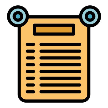 Menü tarifi ikonu ana hatları vektörü. Sayı tahtası. Kitap diyeti rengi düz