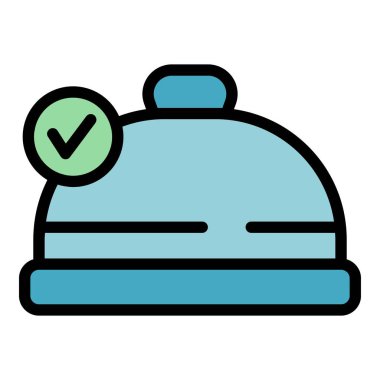 Gıda ikonu ana hatları vektörü. Kitap tarifi. Ev menüsü rengi düz