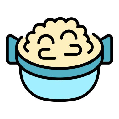 İspanyol paella ikonu ana hat vektörü. Deniz ürünleri İspanya 'sı. Yemek pişirme rengi düz