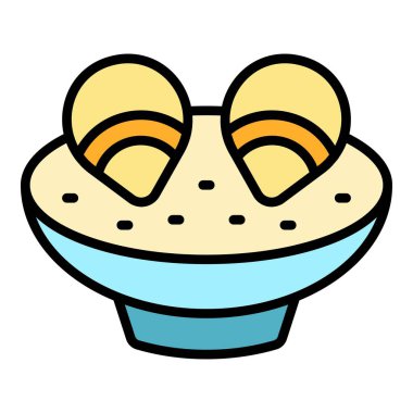 Omlet paella ikonu ana hatları vektörü. İspanyol yemeği. Balık mutfağı rengi düz