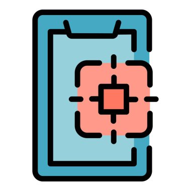 Hedef simge dış hat vektörünü paraya çevir. Veri karı. Video veritabanı rengi düz