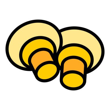 Mantar yemek ikonu ana hatları vektörü. Orman pisliği. Mantar morel rengi düz