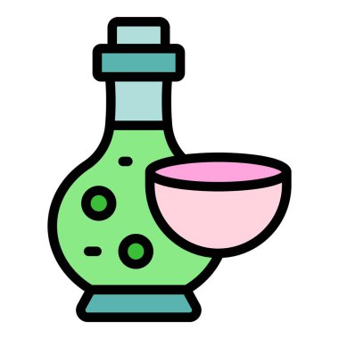 Coco yağ şişesi ikonu ana hat vektörü. Doğal ürün. Hindistan cevizi özü rengi düz