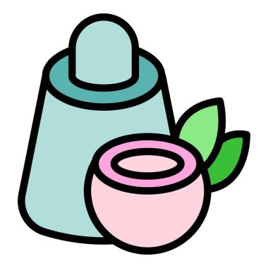 Taze hindistan cevizi ikonu ana hatları vektörü. Yağ kozmetiği. Krem doğal renk düz