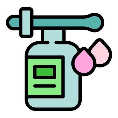 Dispenser krem ikonu ana hatları vektörü. Kozmetik Hindistan cevizi. Süt sabunu rengi düz