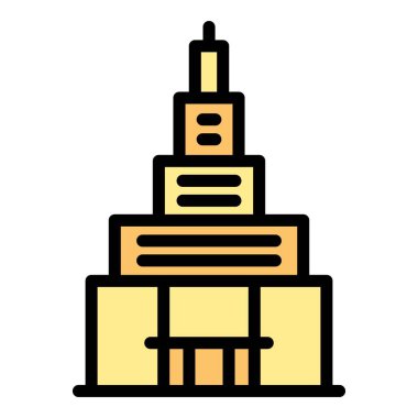 Alışveriş merkezi ikon ana hatları vektörü. Modern mağaza. Şehir merkezi rengi düz