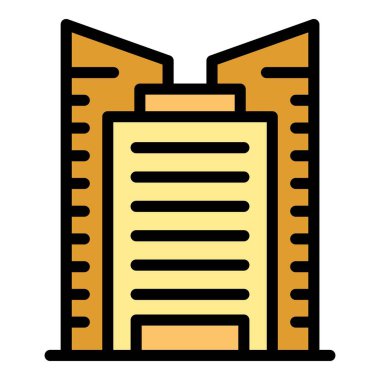 Bina ikonu ana hatları vektörünü sakla. Modern şehir. Şirket rengini değiştir.