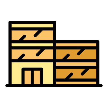 Süpermarket binası ikon ana hatları vektörü. Modern şehir. Modern şehir rengi düz