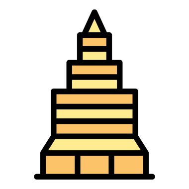 Mimarlık binası ikon ana hatları vektörü. Modern mağaza. Perakende merkezi rengi düz