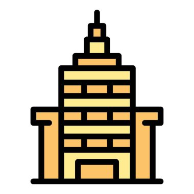 Dükkan binası ikon ana hatları vektörü. Modern mağaza. Perakende merkezi rengi düz