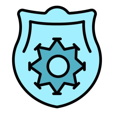 Polis rozeti taslak vektörü. Kelepçe hapishanesi. Suçlu tutuklama rengi düz