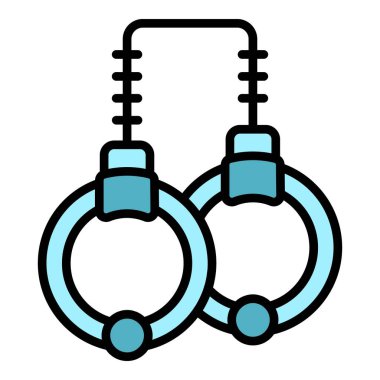 Modern kelepçe ikonu ana hatları vektörü. El hapsi. Hapishane hırsızı rengi düz