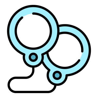 Hırsız kelepçe ikonu ana hat vektörü. El hapsi. Hukuk hapishanesi rengi düz