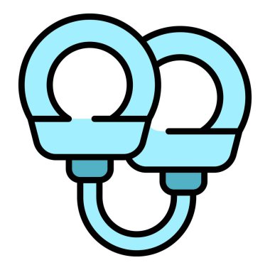 Kelepçeler ikon ana hatlarını çöz. El polisi. Hırsız cezaevi rengi düz