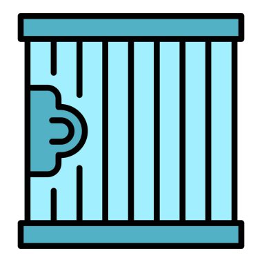Hapishane kapısı ikonu ana hat vektörü. Suç hapishanesi. Zincir hırsızı rengi düz