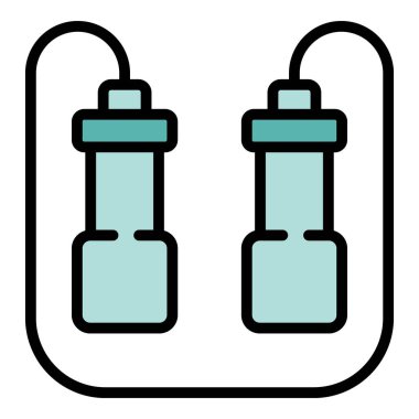 Fitness ip atlama ikonu ana hat vektörü. Oyun çocuk. Spor salonu rengi düz