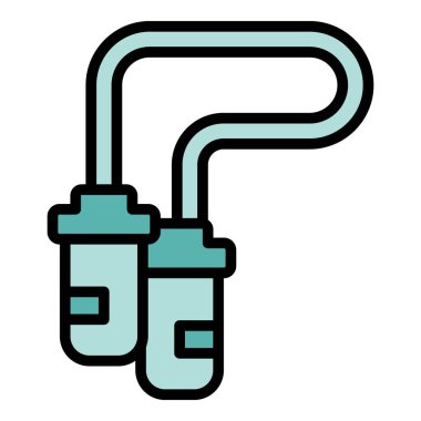 Aktif ip atlama ikonu ana hat vektörü. Antrenman oyunu. Spor salonu rengi düz